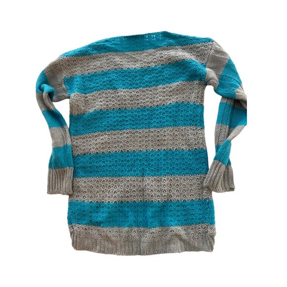 Derek Heart Girl Sweater Preppy Knit Matching Scarf Hi-Lo Hem 7-8 Striped - Picture 2 of 7